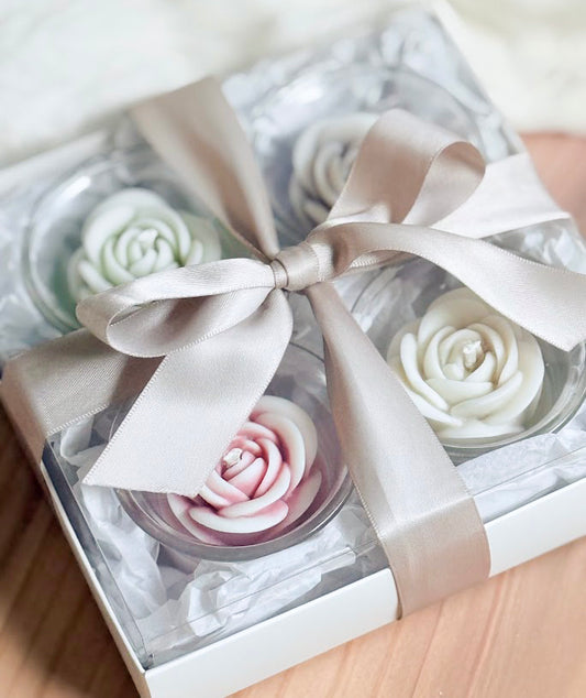 Candle Flower Tea Lights Glass - Luxury box, Ready to Gift