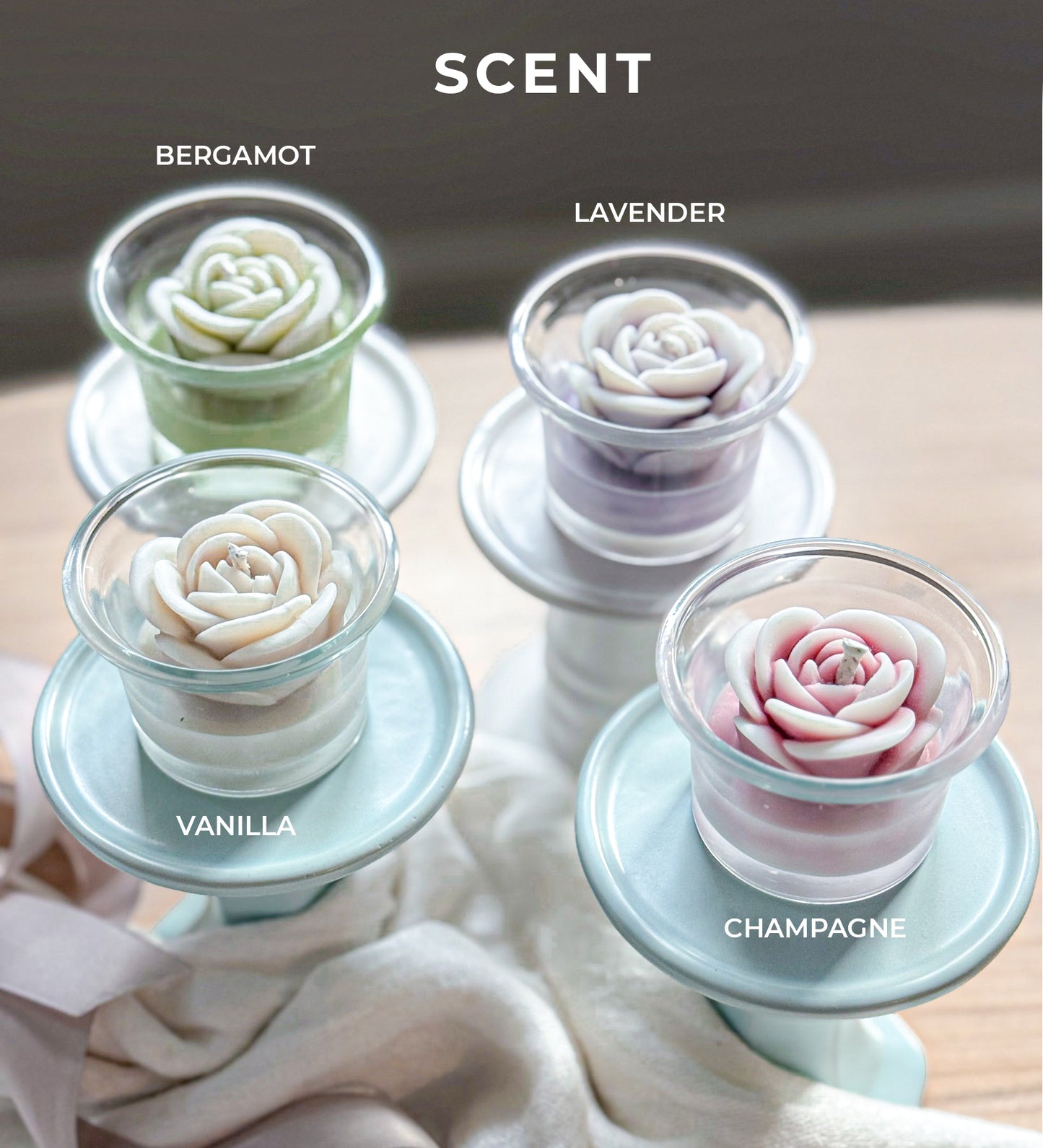 Candle Flower Tea Lights Glass - Luxury box, Ready to Gift